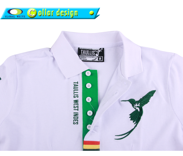 定制女士商务polo衫白色刺绣多纽扣翻领T恤衫