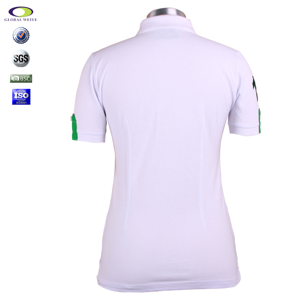 定制女士商务polo衫白色刺绣多纽扣翻领T恤衫