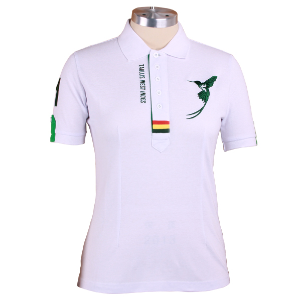 定制女士商务polo衫白色刺绣多纽扣翻领T恤衫