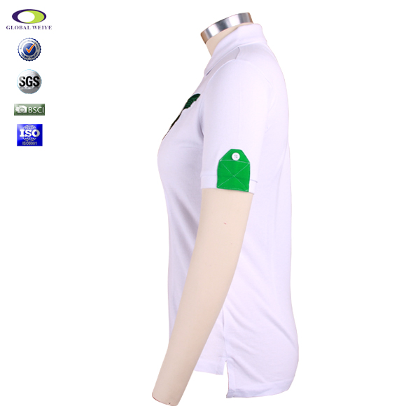 定制女士商务polo衫白色刺绣多纽扣翻领T恤衫