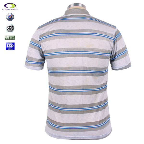 100%棉条纹polo衫定制口袋织章男装