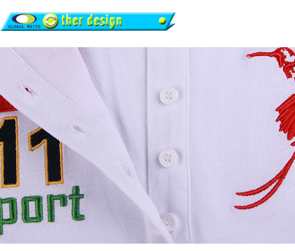 定制女士polo衫白色刺绣多纽扣翻领长身裙T恤衫