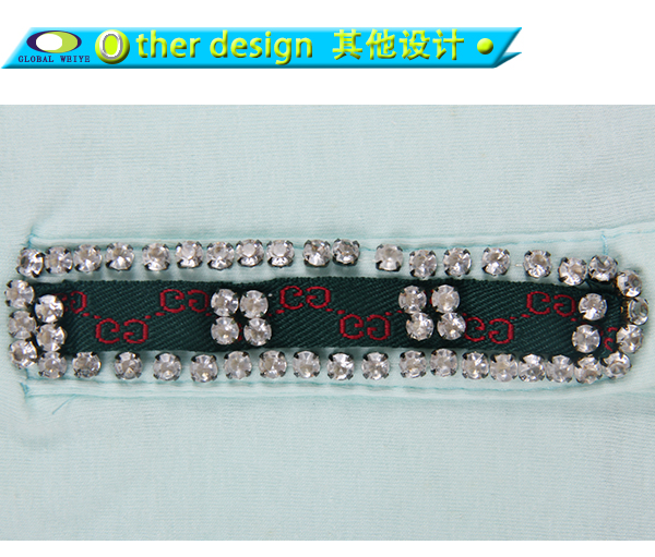 定制女士淡绿色背后镂空烫钻polo衫翻领T恤衫