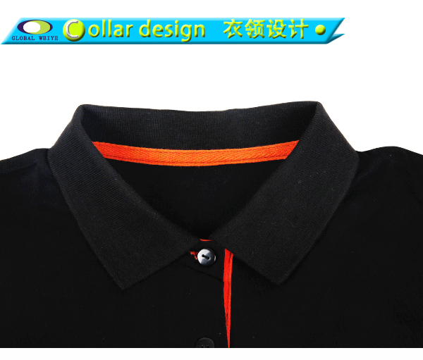 定制女士黑色商务polo衫刺绣logo翻领T恤衫