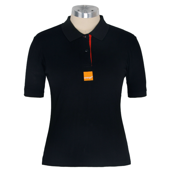 定制女士黑色商务polo衫刺绣logo翻领T恤衫