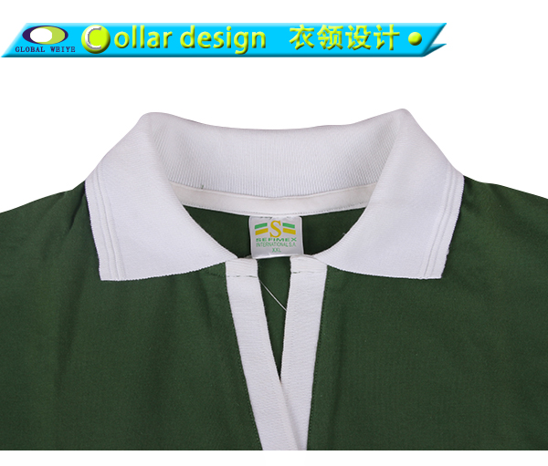 定制女士青白拼接polo衫无logo翻领T恤衫