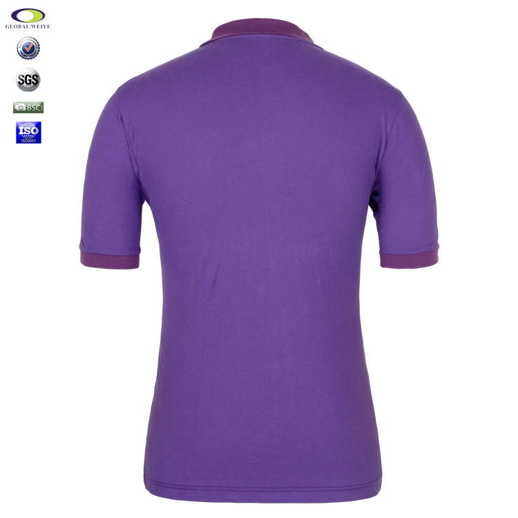 100%棉紫色翻领T恤衫工厂定制3M绣花polo衫男装