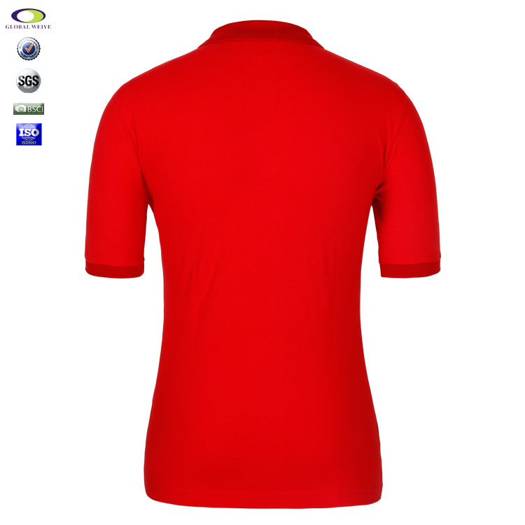 100%棉中国红polo衫工厂定制3M绣花