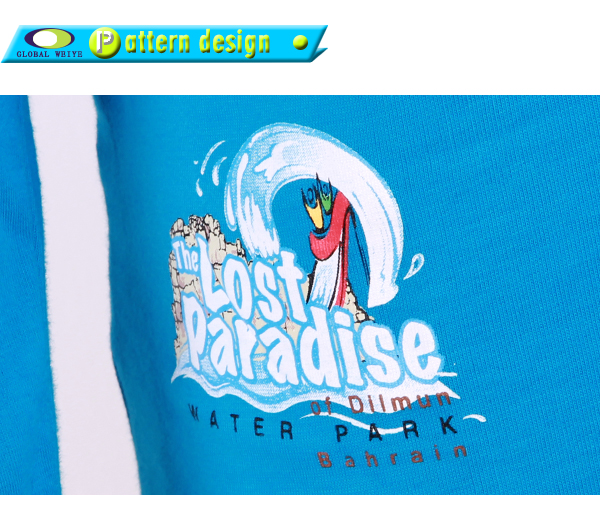 女士蓝色纯棉polo衫翻领长袖印花T恤衫定做