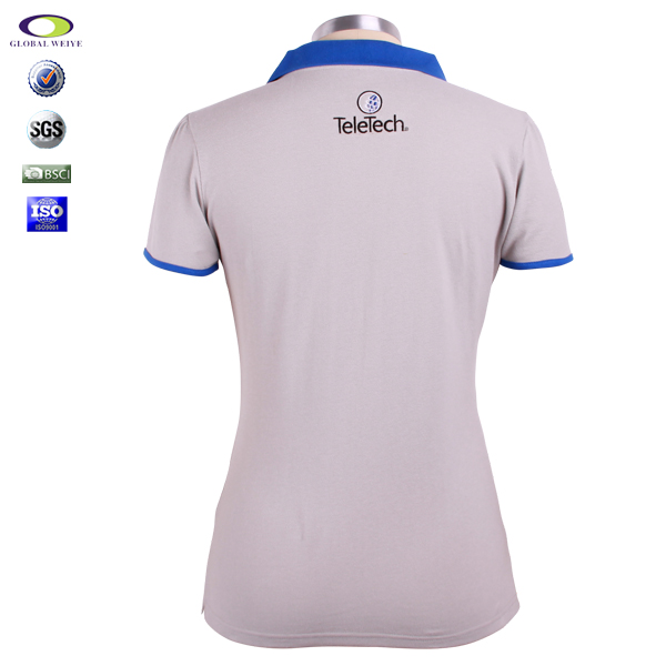 定做女士polo衫Y领刺绣logo短袖T恤衫