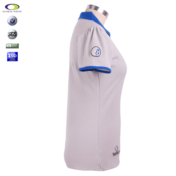 定做女士polo衫Y领刺绣logo短袖T恤衫