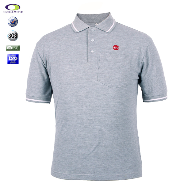 100%棉麻灰色polo衫男装定制口袋款式