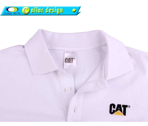 100%棉女士白色polo衫翻领刺绣logo短袖T恤衫