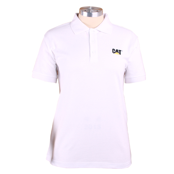 100%棉女士白色polo衫翻领刺绣logo短袖T恤衫