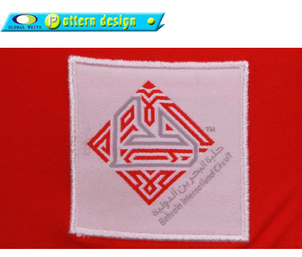 中国红100%棉女士polo衫贴布绣翻领短袖T恤衫