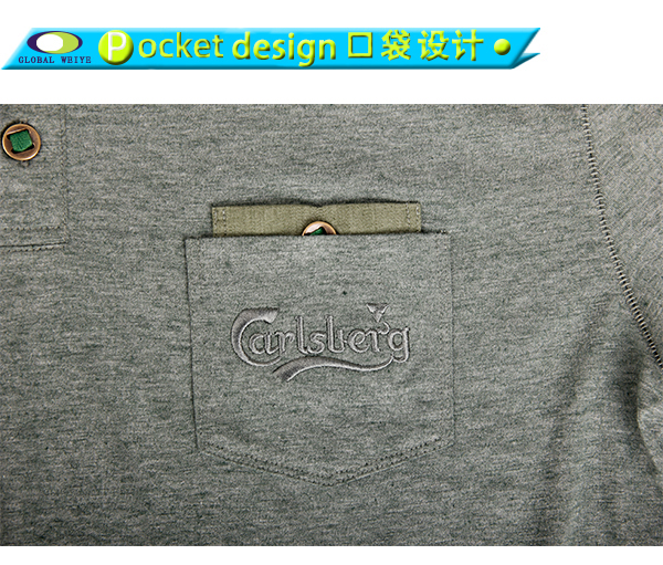 小方领polo衫男装定制特色皮标前胸双口袋