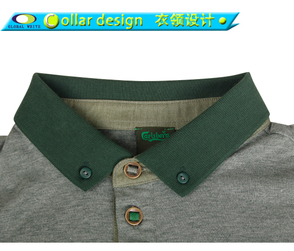 小方领polo衫男装定制特色皮标前胸双口袋