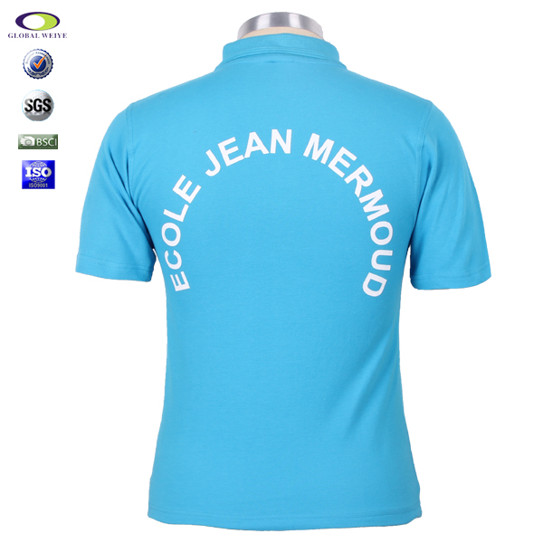 100%棉女士浅蓝色空白polo衫翻领短袖T恤衫