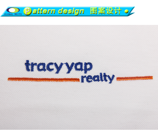 女士白色polo衫异色领刺绣翻领短袖T恤衫