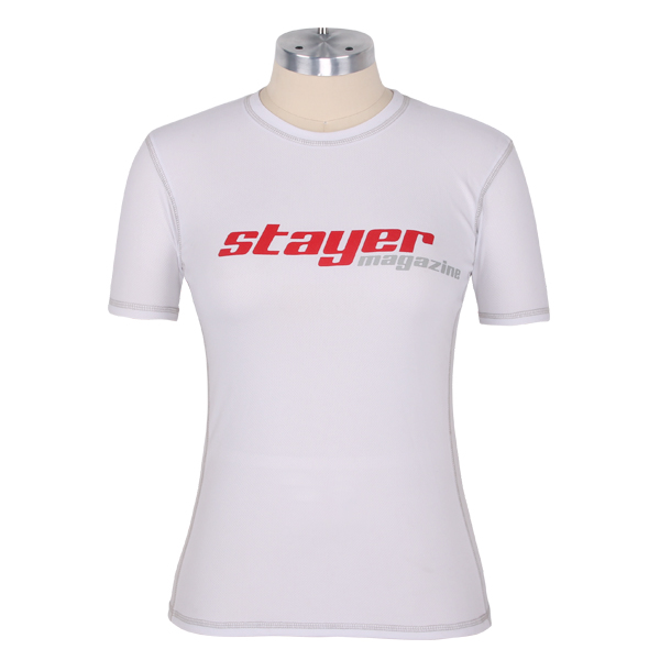 定制女士白色圆领短袖丝网印logoT恤衫