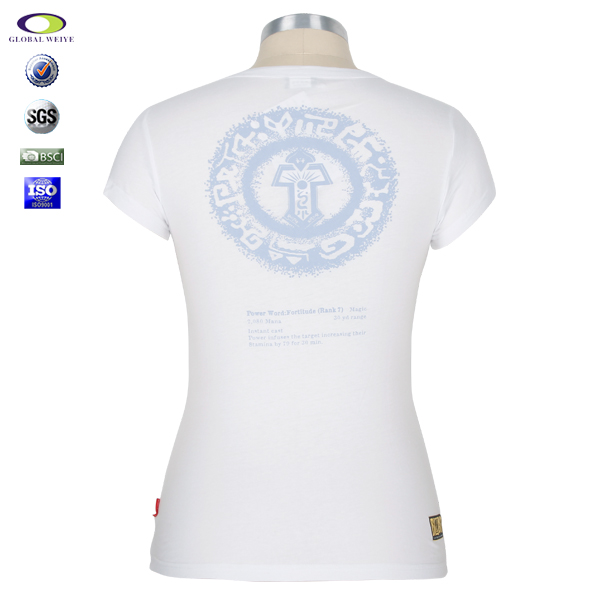女士白色圆领短袖T恤衫定制印logo