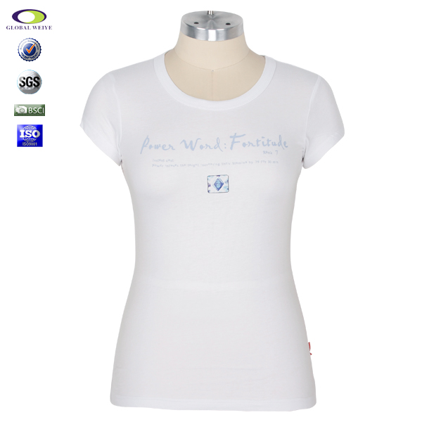 女士白色圆领短袖T恤衫定制印logo