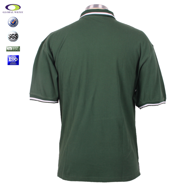 100%纯棉高档POLO衫定制色织领绣花马球衫