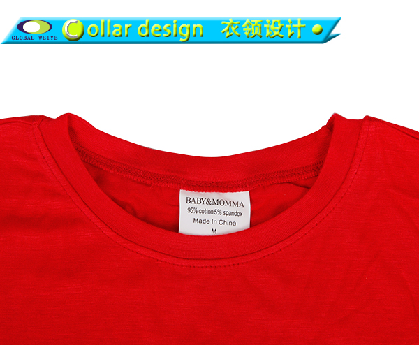 中国红女士印花圆领短袖T恤衫定制