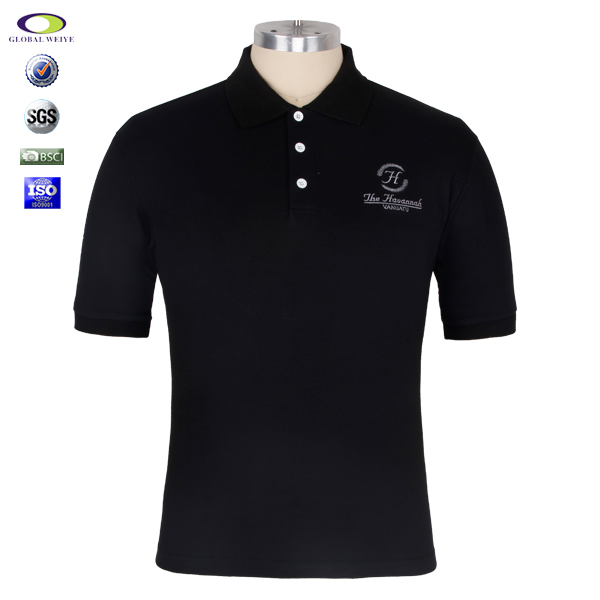 100%精品棉绣花高档POLO衫定制黑色男装