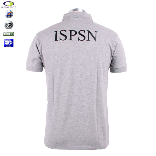 100%棉麻灰色polo衫男装定制烫画logo