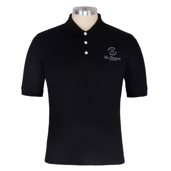 100%精品棉绣花高档POLO衫定制黑色男装