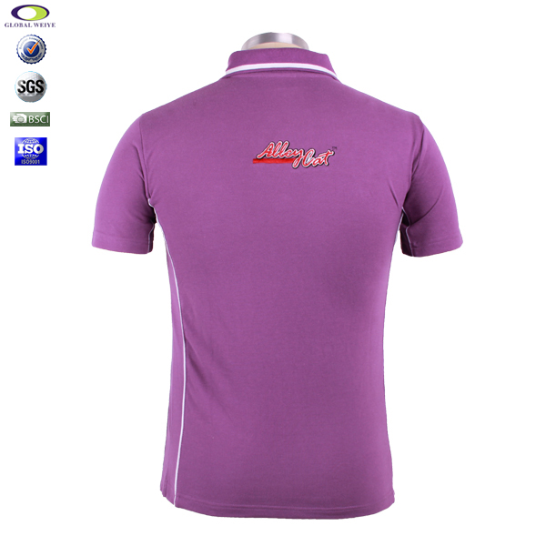 全棉紫色polo衫男装定制口袋烫画logo