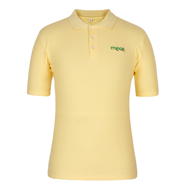 黄色团体polo衫男装定制广告小绣花logo