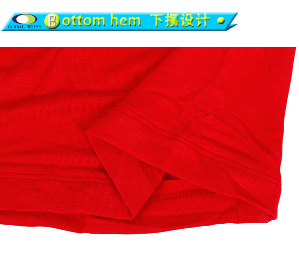 红色印花女士圆领短袖T恤衫定制