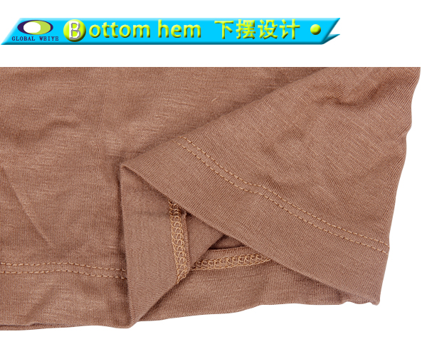 定制咖啡色长款印花女士圆领短袖T恤衫