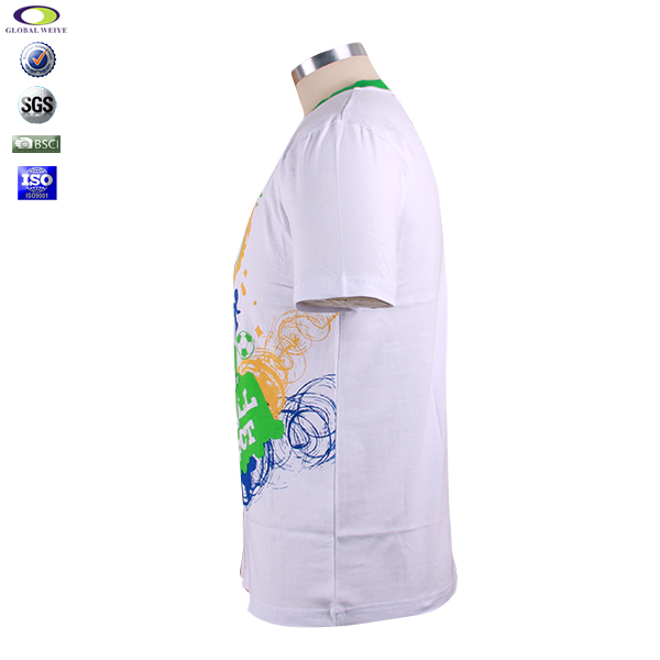 男士圆领印花世界杯异色领短袖T恤衫定做