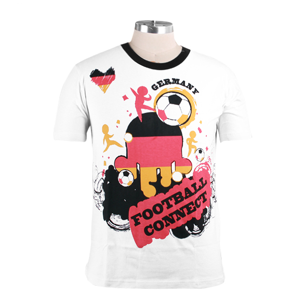 男士纯棉圆领套头T恤衫印花短袖世界杯异色领上衣定做