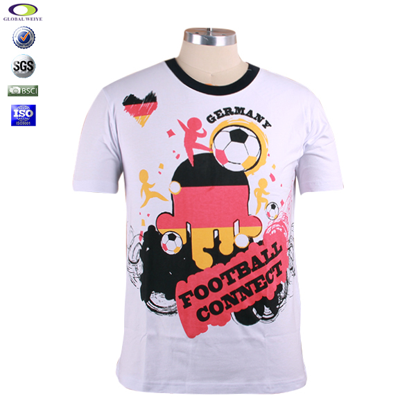 男士纯棉圆领套头T恤衫印花短袖世界杯异色领上衣定做