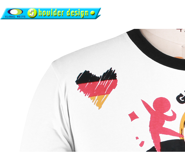 男士纯棉圆领套头T恤衫印花短袖世界杯异色领上衣定做