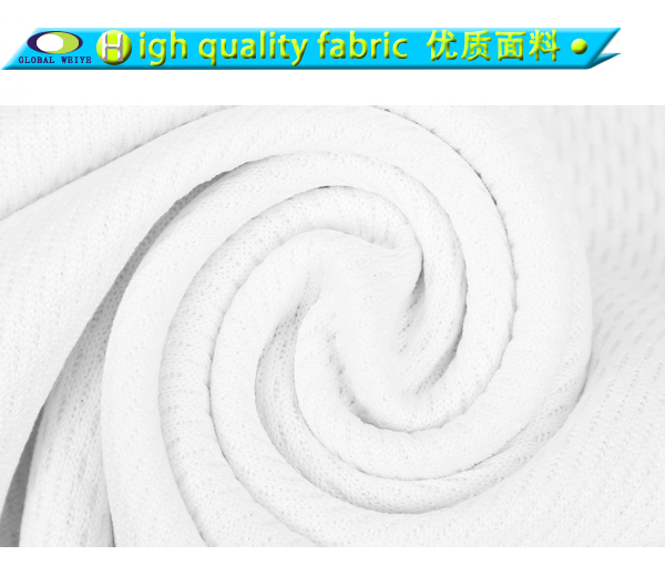 100%涤圆领印花网眼无袖篮球白色运动衫