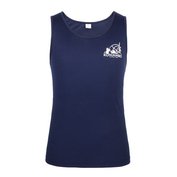 100%涤圆领印花网眼无袖篮球深蓝色运动衫