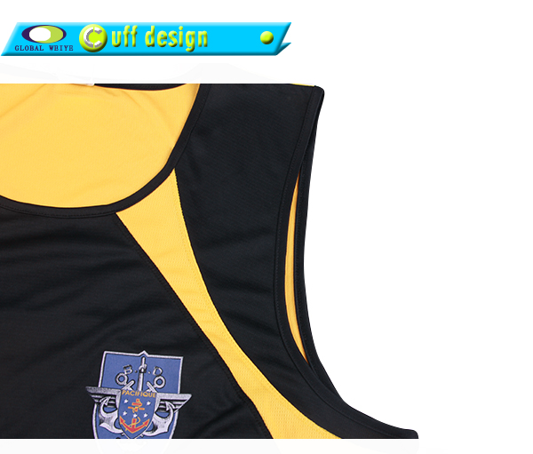 黑色全涤圆领拼接印花无袖篮球服运动衫