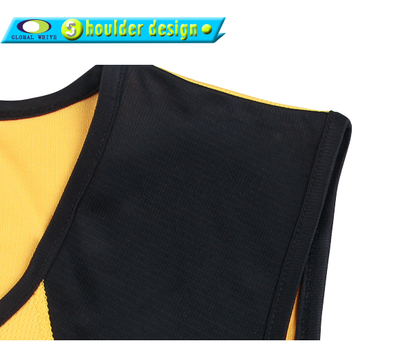 黑色全涤圆领拼接印花无袖篮球服运动衫