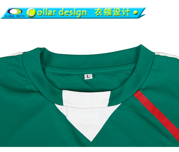 100%涤圆领胶印T恤绿色运动服套头短袖上衣