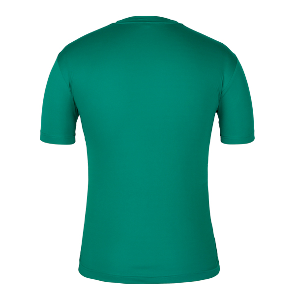 100%涤圆领胶印T恤绿色运动服套头短袖上衣