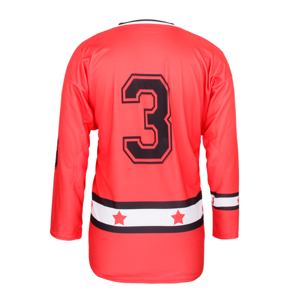 100%涤纶冰球枫叶双面印花球服长袖V领衫