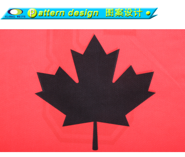 100%涤纶冰球枫叶双面印花球服长袖V领衫