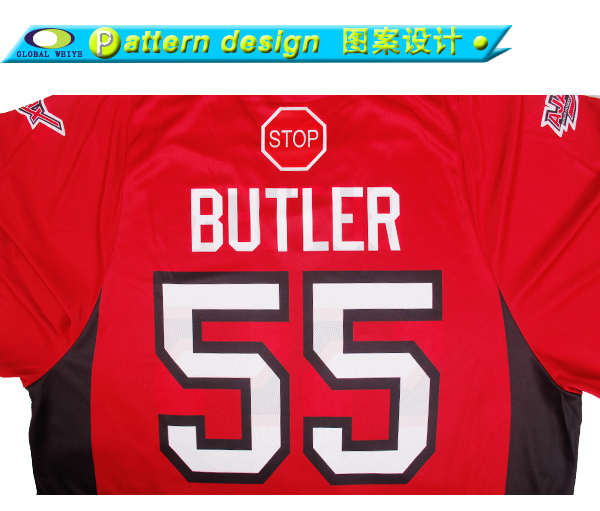 红色100%涤纶冰球印花球服大码运动衫