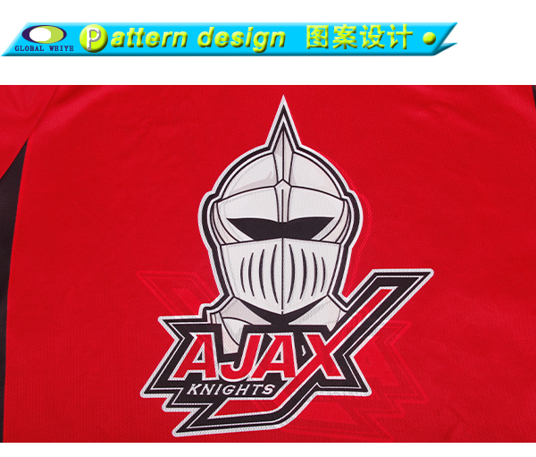 红色100%涤纶冰球印花球服大码运动衫