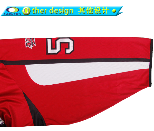 红色100%涤纶冰球印花球服大码运动衫